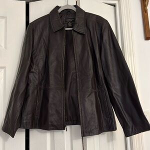 Vintage Distressed Brown Leather Jacket Lambskin